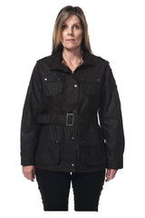 Nevada Ladies Belted/Biker Style Wax Jacket