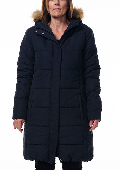 Fur Trim Ladies A Line Jacket - Main Image